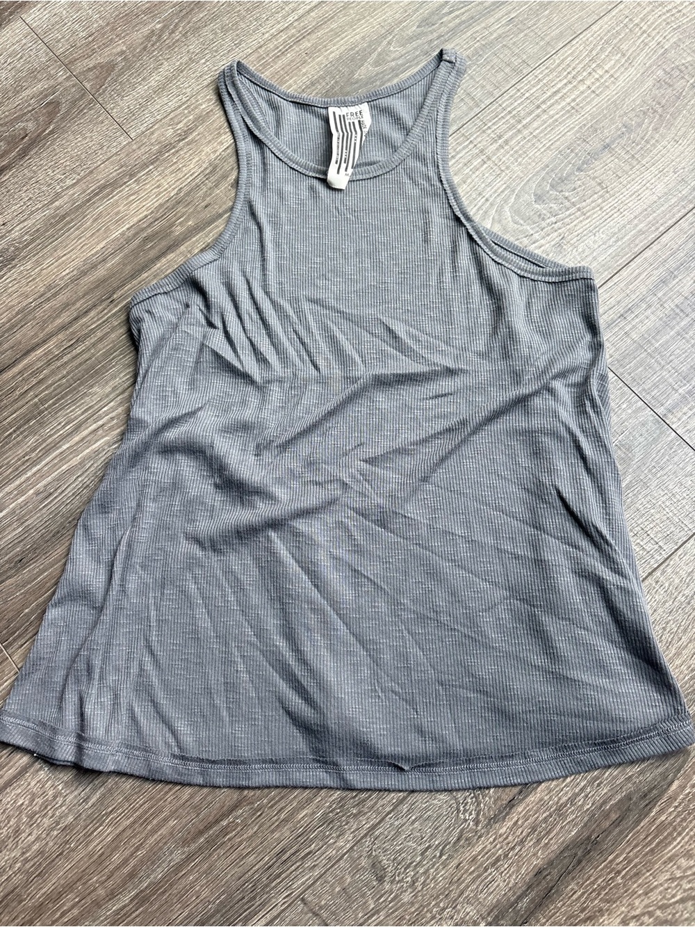 Free People Ribbed Racerback Tank Top - Steel Gray - Picture 2 of 7